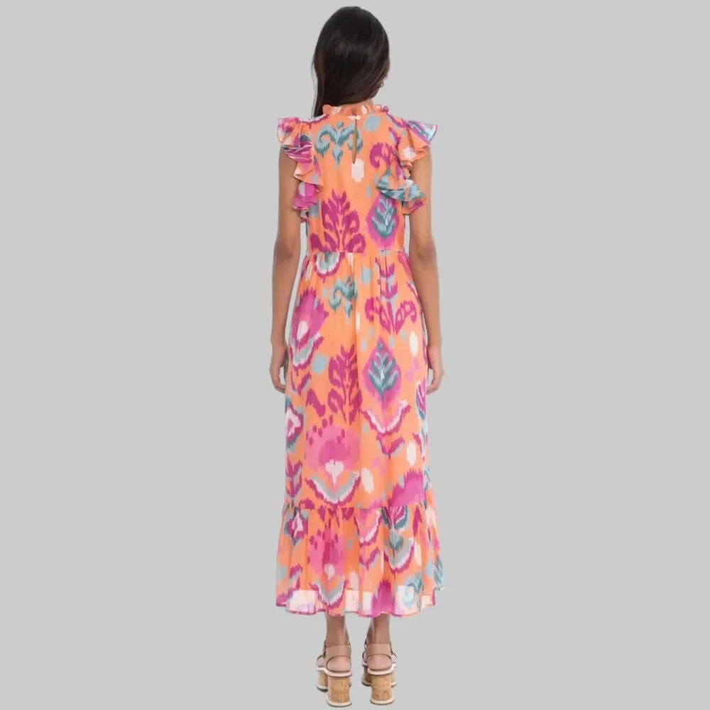 Banjanan peach, magenta, and green Hannah dress, size S - Picture 2 of 2